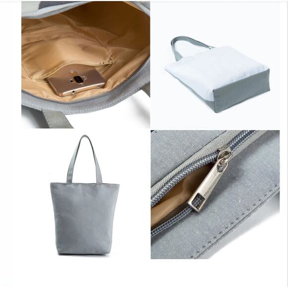 Elephant Print Tote Bag Polyester with Zipper - Picture 2 of 2